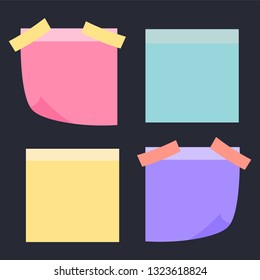 Vector illustration of multicolor post it notes. Colored sheets of note papers