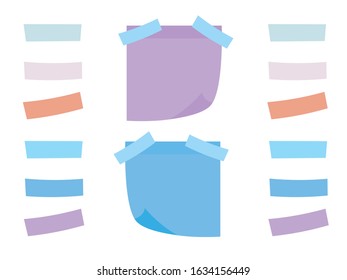 Vector illustration of multicolor post it notes. Colored sheets of note papers