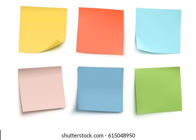 Vector illustration of multicolor post it notes isolated on white background.