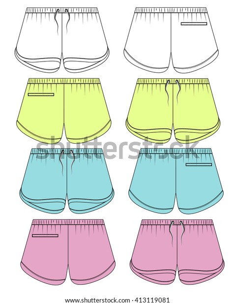 Vector Illustration Multicolor Shorts Front Views Stock Vector (Royalty ...