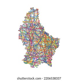 vector illustration of multicolored abstract striped map of Luxembourg
