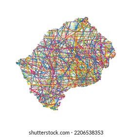 ilustración vectorial de un mapa de rayas abstractas multicolores de Lesotho
