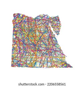 ilustración vectorial de mapa a rayas abstractas multicolor de Egipto