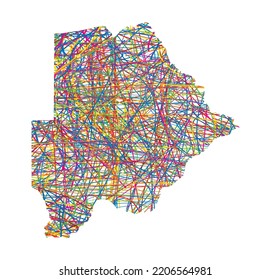 vector illustration of multicolored abstract striped map of Botswana