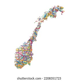 Vektorgrafik der mehrfarbigen abstrakten Karte Norwegens