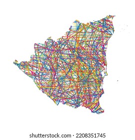 vector illustration of multicolored abstract striped map of Nicaragua