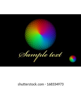 Vector illustration of Multicolored abstraction on a black background.Card   