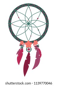 Vector illustration of multicolored boho dreamcatcher isolated on white background
