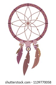 Vector illustration of multicolored boho dreamcatcher isolated on white background