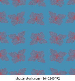 
Vector illustration. Multicolored bright seamless pattern in the form of abstract butterflies. Design for wrapping paper, wallpaper, covers, backgrounds.