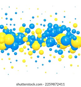 Vector illustration with multicolored bubbles. balls or spheres. Blue and yellow balls