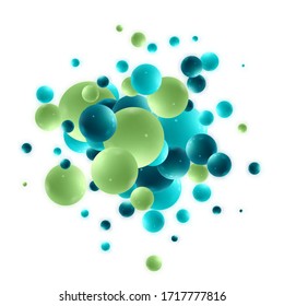 Vector illustration with multicolored bubbles. Green and blue balls 