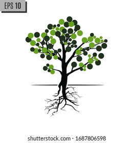 Vector illustration of multicolored circles tree