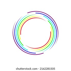 Vector illustration of multicolored concentric circle elements on white background.