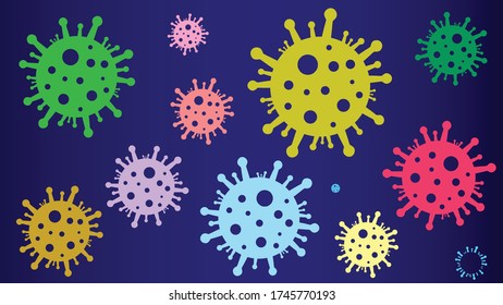 Vector illustration of multicolored coronavirus bacteria, eps10