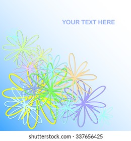 Vector Illustration with Multicolored Daisy Flowers.