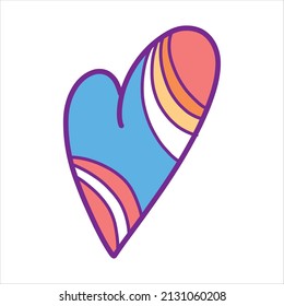 Vector illustration with a multicolored heart in a handmade style, love, romance, heart. Cute illustration for postcards, decor, posters, stickers.