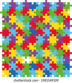 Vector illustration of multicolored jigsaw puzzles colors