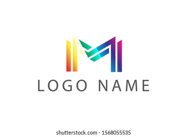 Vector illustration of multicolored M magneto logo design. Isolated on white background.