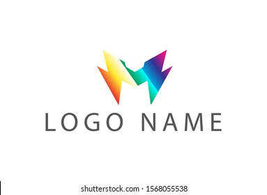 Vector illustration of multicolored M magneto logo design. Isolated on white background.