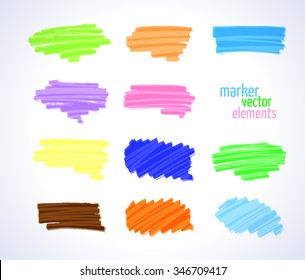 vector illustration. Multi-colored marker stains isolated on a white background. Collection for your design