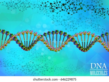 Vector illustration of Multicolored Molecule DNA background
