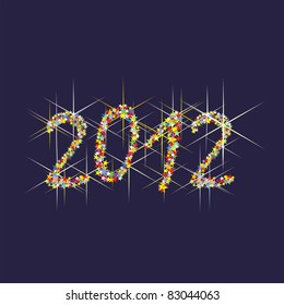 Vector illustration multicolored New Year fireworks