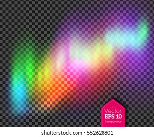 Vector illustration of multicolored northern lights isolated on transparency background.