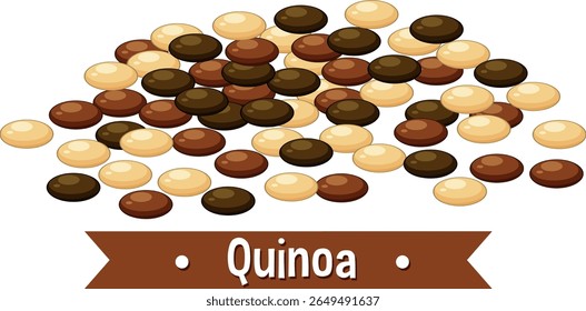 Vector illustration of multicolored quinoa grains with a clean, simple design. Ideal for food-related projects and educational materials