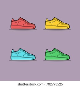 Vector illustration of multi-colored sneakers