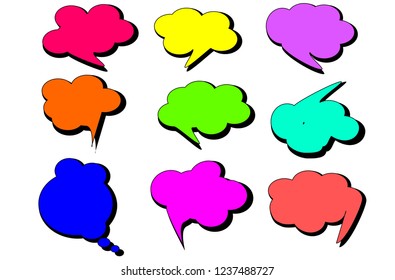 Vector illustration of a multi-colored speech bubble set.