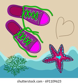 Vector illustration Multicolored starfish