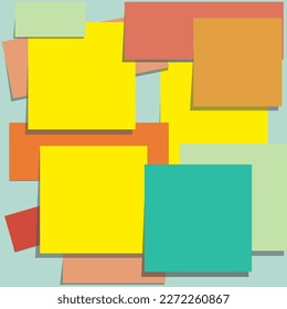 Vector illustration of multicolored stickers for recording glued to the wall. eps10