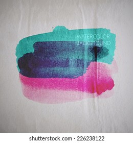 vector illustration of multicolored watercolor stain or blotch on the old wrinkled paper background