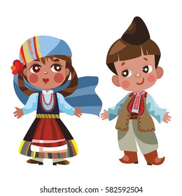 Vector illustration of multicultural national children