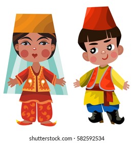 Vector illustration of multicultural national children