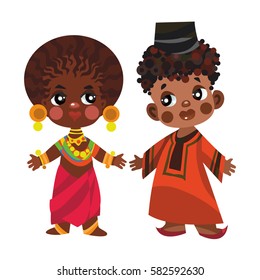 Vector illustration of multicultural national children