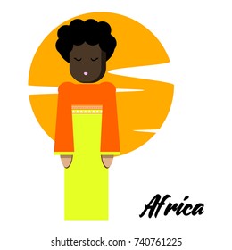 Vector illustration of multicultural national people, people on planet earth. African. People of different nationalities. Vector flat stile.