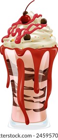 Vector illustration of a multi-layered ice cream sundae