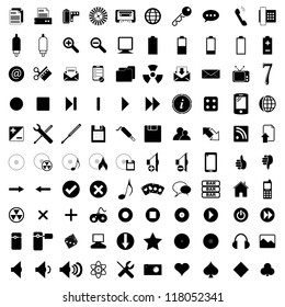 Vector illustration of multimedia, entertainment and technology icons.
