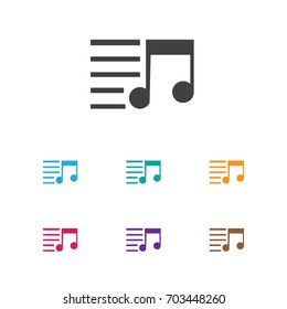 Vector Illustration Of Multimedia Symbol On Song List Icon. Premium Quality Isolated Playlist Element In Trendy Flat Style.