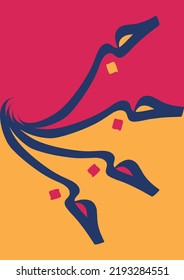 Vector Illustration of Multiple Arabic Calligraphy "Hubb" in Abstract Patterns. Translated as "Love" in English.