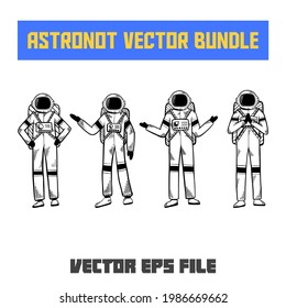 Vektorgrafik von mehreren Astronautenpositen.