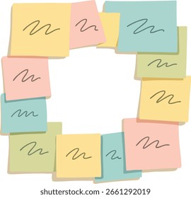 Una Ilustración vectorial de múltiples notas adhesivas coloridas dispuestas en un patrón cuadrado.