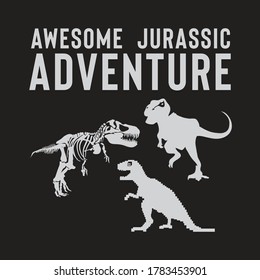 vector illustration of multiple dinosaurs . t shirt graphics