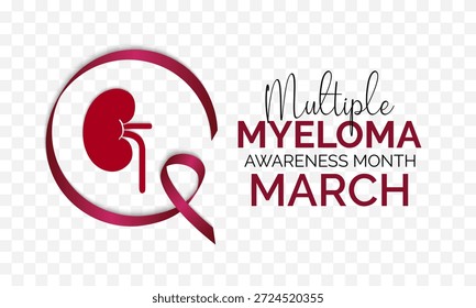 Vector illustration of Multiple Myeloma Awareness Month is march. Multiple Myeloma Awareness Month shines a light on a serious plasma cell cancer, promoting awareness, early detection, patient support. Banner poster, flyer and background design template.
