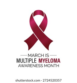 Ilustración vectorial del Mes de Concientización sobre el Mieloma Múltiple es marzo. El Mes de Concienciación sobre el Mieloma Múltiple arroja luz sobre un cáncer grave de células plasmáticas, promoviendo la concienciación, la detección temprana y la Asistencia del paciente. Cartel de Anuncio, volante y Plantilla de diseño de fondo.