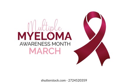 Ilustración vectorial del Mes de Concientización sobre el Mieloma Múltiple es marzo. El Mes de Concienciación sobre el Mieloma Múltiple arroja luz sobre un cáncer grave de células plasmáticas, promoviendo la concienciación, la detección temprana y la Asistencia del paciente. Cartel de Anuncio, volante y Plantilla de diseño de fondo.