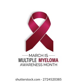 Vector illustration of Multiple Myeloma Awareness Month is march. Multiple Myeloma Awareness Month shines a light on a serious plasma cell cancer, promoting awareness, early detection, patient support. Banner poster, flyer and background design template.