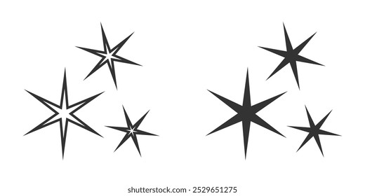 Vector illustration of multiple star symbols, ideal for representing decoration, quality rating, or celestial themes in a clean, minimal style.